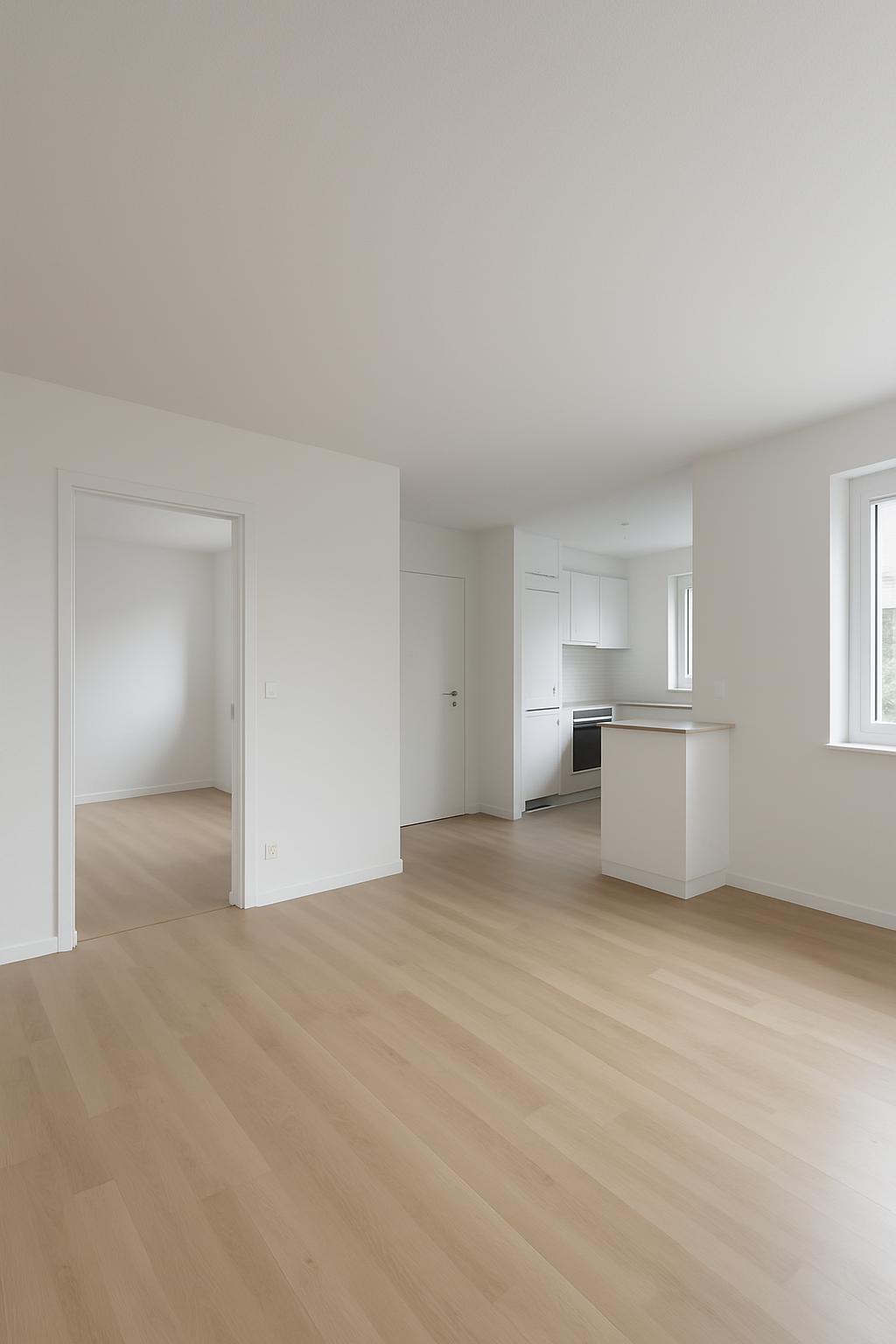 freshly painted apartment interior, bright and clean, modern decor